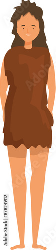 Primitive woman from prehistoric times wearing animal skin clothing