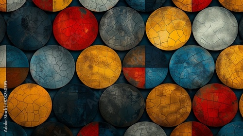 Mosaic geometric patterns with intricate designs and vibrant colors create a visually engaging and artistic look perfect for decorative projects Background Illustration, Bright color tones, ,