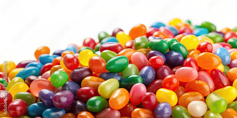 Obraz premium Colorful jelly beans in a pile , sweets, candy, bright, assorted, tasty, sugar, snack, delicious, treat, vibrant