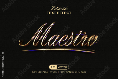 Maestro Text Effect Gold Luxury Style. Editable Text Effect.