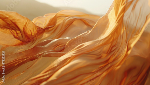 A pair of aerial fabrics fluttering in the wind in the desert
