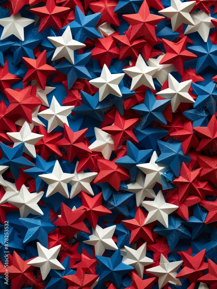 Colorful Patriotic 3D Stars in Red, White, and Blue for 4th of July Colorful Patriotic 3D Stars in Red, White, and Blue for 4th of July