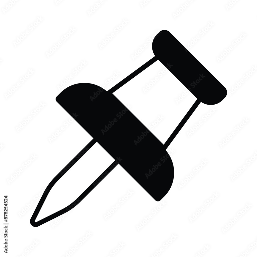 A small pin with a flat, wide head, used to attach papers or documents A small pin with a flat, wide head, used to attach papers or documents