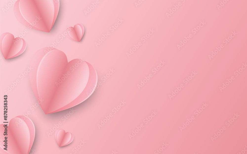 Paper elements in shape of heart flying on pink background. Vector symbols of love for Happy Women's, Mother's, Valentine's Day. Trendy love backgrounds and romantic hearts. Greeting card design Paper elements in shape of heart flying on pink background. Vector symbols of love for Happy Women's, Mother's, Valentine's Day. Trendy love backgrounds and romantic hearts. Greeting card design