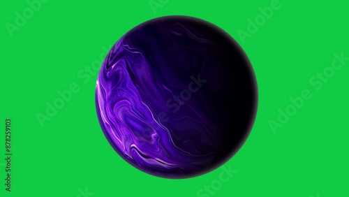purple color abstract unknown planet rotation seamless looping animation in green screen