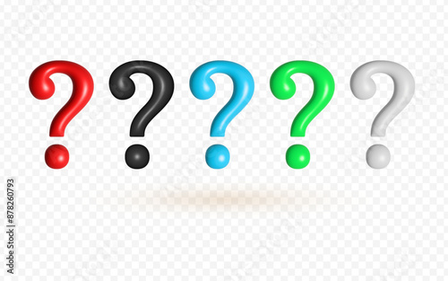 3d cartoon colorful set of question mark sign symbol png transparent background