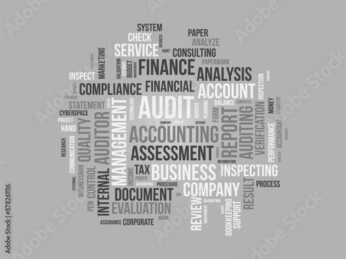 Audit wordcloud template. Business concept vector background.