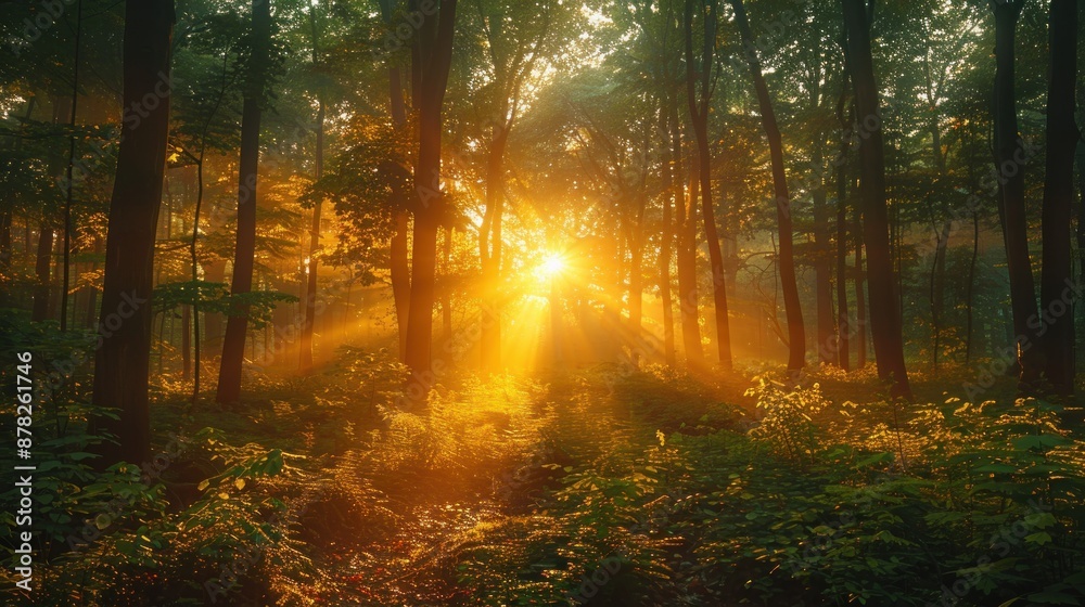 Golden Rays in a Misty Forest Golden Rays in a Misty Forest