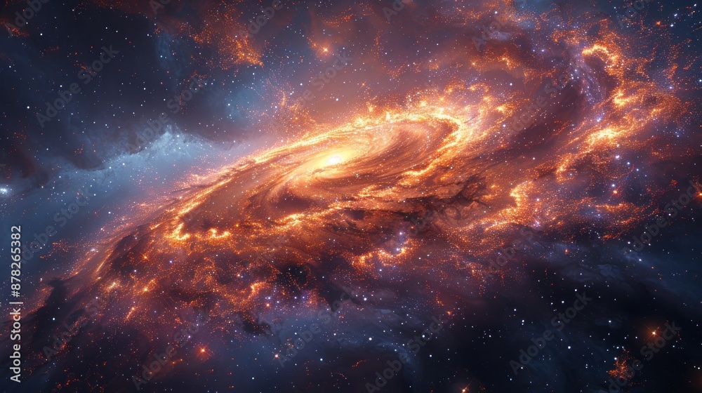 Obraz premium Cosmic Spiral of Fire and Stars