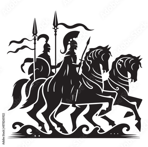 Wallpaper Mural minimal Ancient medieval horse warriors  silhouette vector Torontodigital.ca