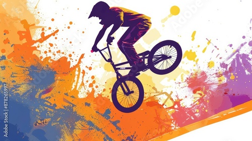 Dynamic BMX freestyle concept with vibrant splashes of color © AI Gallery Vision
