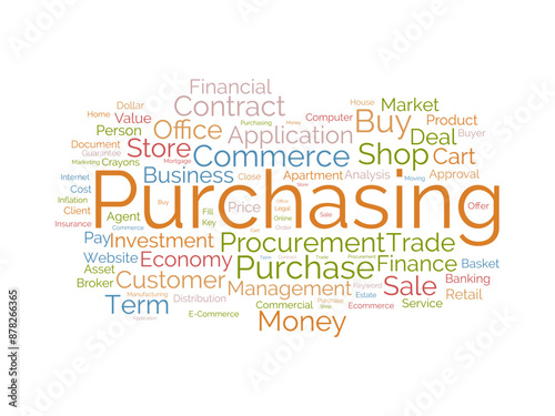 Purchasing wordcloud template. Business concept vector background.
