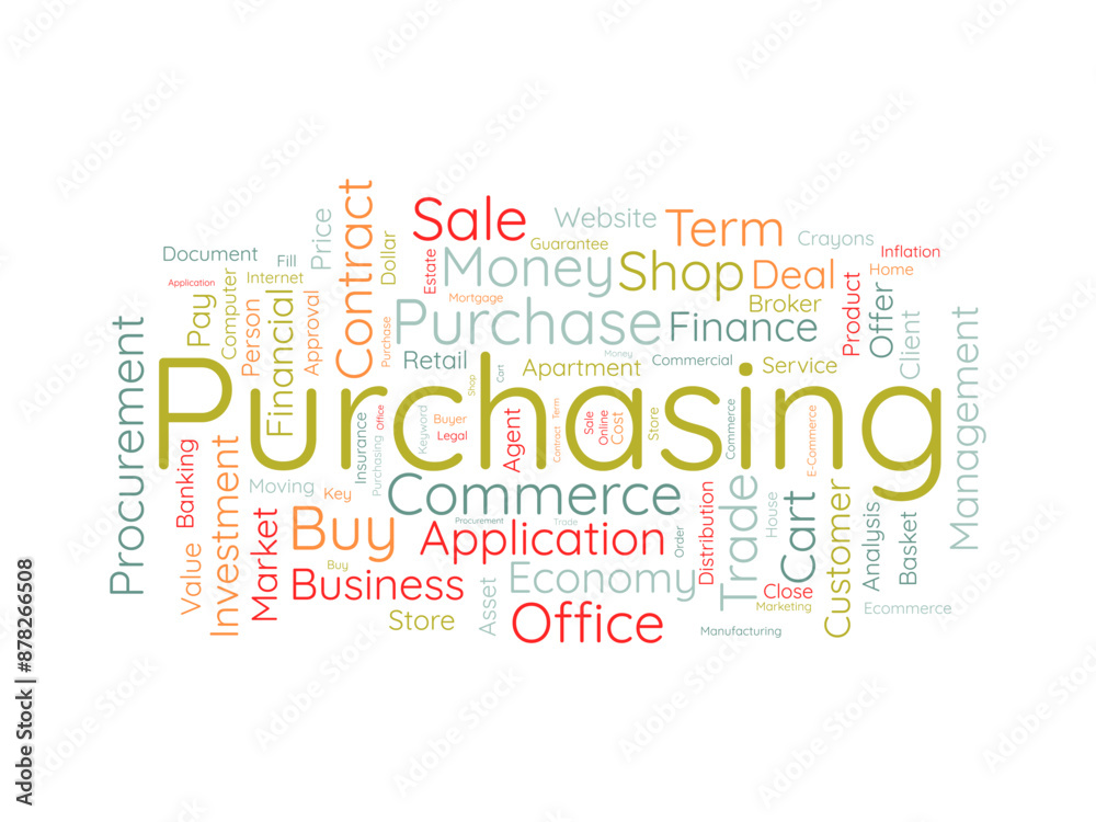 Fototapeta premium Purchasing wordcloud template. Business concept vector background.