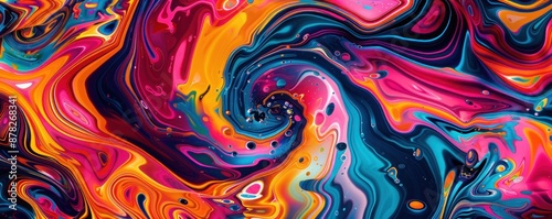 Abstract texture background with a psychedelic swirl pattern in bold, vibrant colors