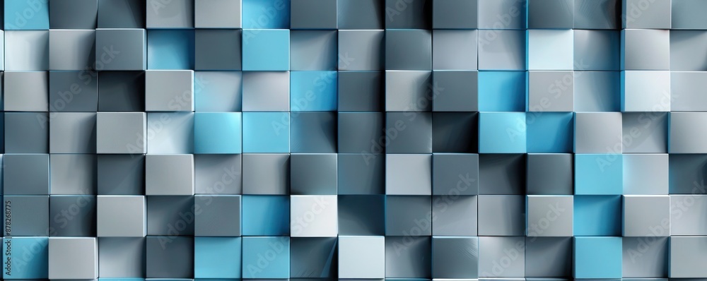 Abstract texture background with a 3D cube pattern in shades of gray and blue
