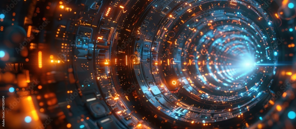 Sci-Fi Tunnel With Glowing Lights and Futuristic Technology Sci-Fi Tunnel With Glowing Lights and Futuristic Technology