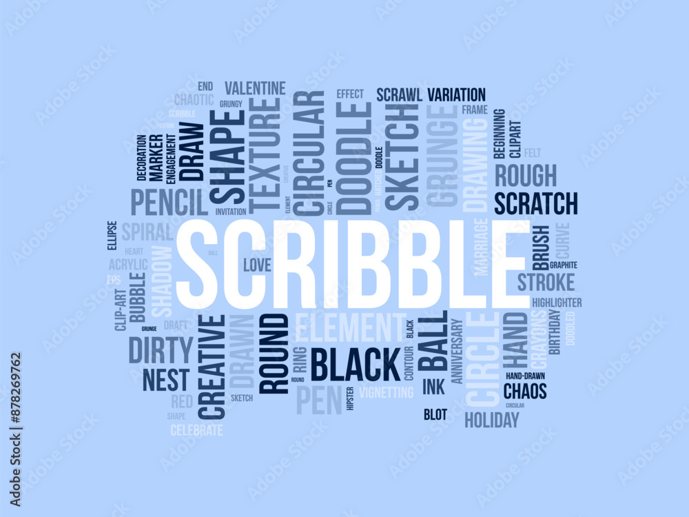 Obraz premium Scribble wordcloud template. Art concept vector background.