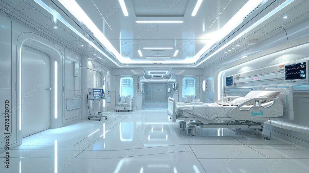 Advanced ICU Room with Cutting-Edge Patient Monitoring and Life Support Systems Advanced ICU Room with Cutting-Edge Patient Monitoring and Life Support Systems