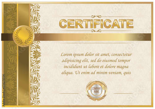 Modern Certificate. Template diplomas currency. Award background. Gift voucher. Vector