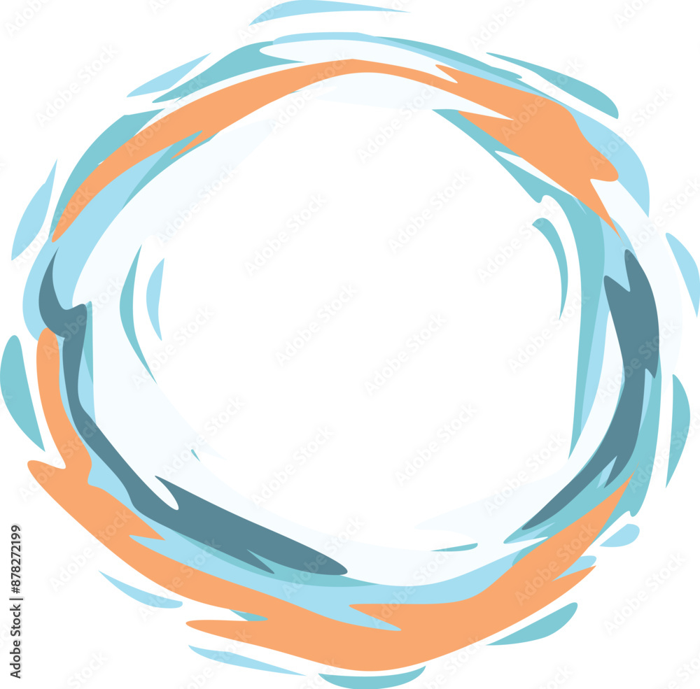 Abstract round shape background in blue and orange tones forming a circle for design projects Abstract round shape background in blue and orange tones forming a circle for design projects