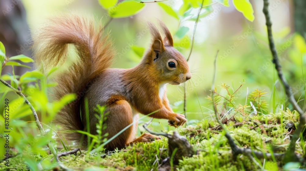 A squirrel stands on the green grass A squirrel stands on the green grass