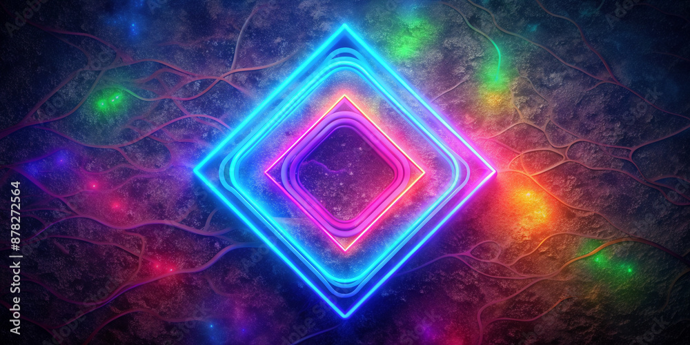 Neon blur glow square. Color light overlay. Copy space. Neon blur glow square. Color light overlay. Copy space.