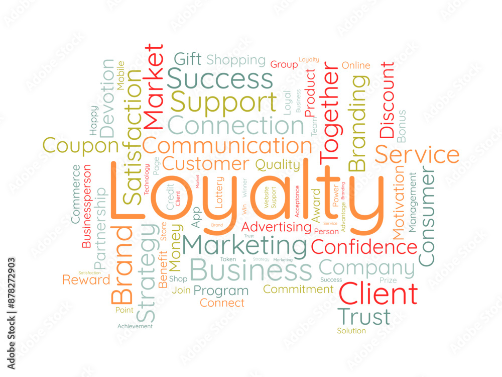 Obraz premium Loyalty wordcloud template. Progress management concept vector background.