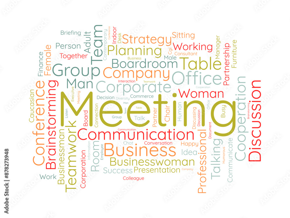 Fototapeta premium Meeting wordcloud template. Business concept vector background.
