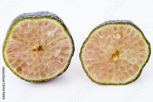 Lime caviar, known as finger lime. Citrus australasica. a fresh and acidic flavor in the mouth, used in gourmet cuisine, cocktails and desserts.