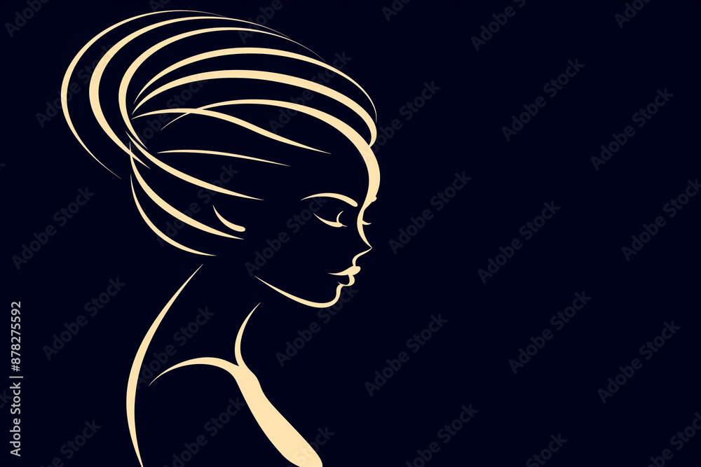 A woman's face is drawn in black and white. The woman's hair is styled in a bun and her eyes are closed. The image has a mysterious and elegant mood A woman's face is drawn in black and white. The woman's hair is styled in a bun and her eyes are closed. The image has a mysterious and elegant mood