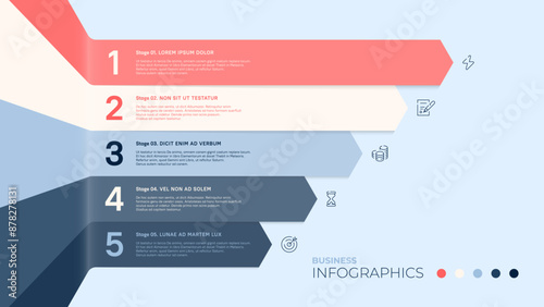 Five stages or points. Vector infographics template 