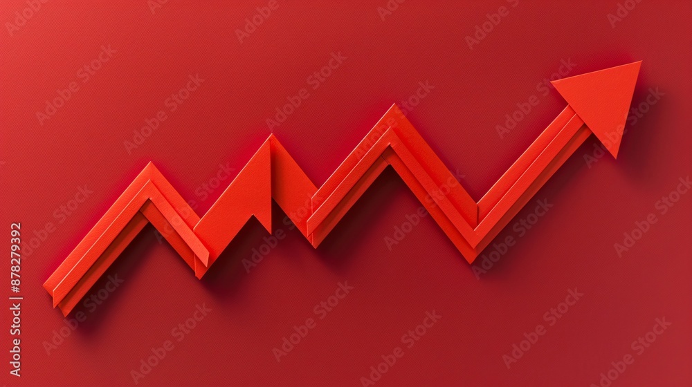 Minimal paper cutout of a downward stock market arrow Stock Photo with copy space Minimal paper cutout of a downward stock market arrow Stock Photo with copy space