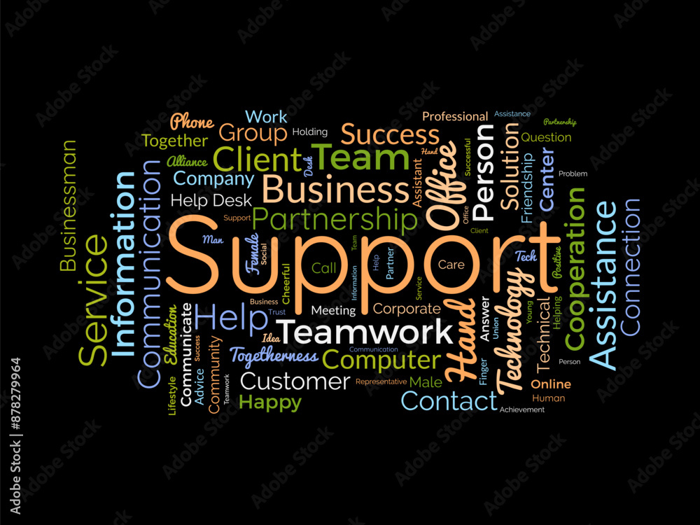 Support wordcloud template. Business concept vector background. Support wordcloud template. Business concept vector background.