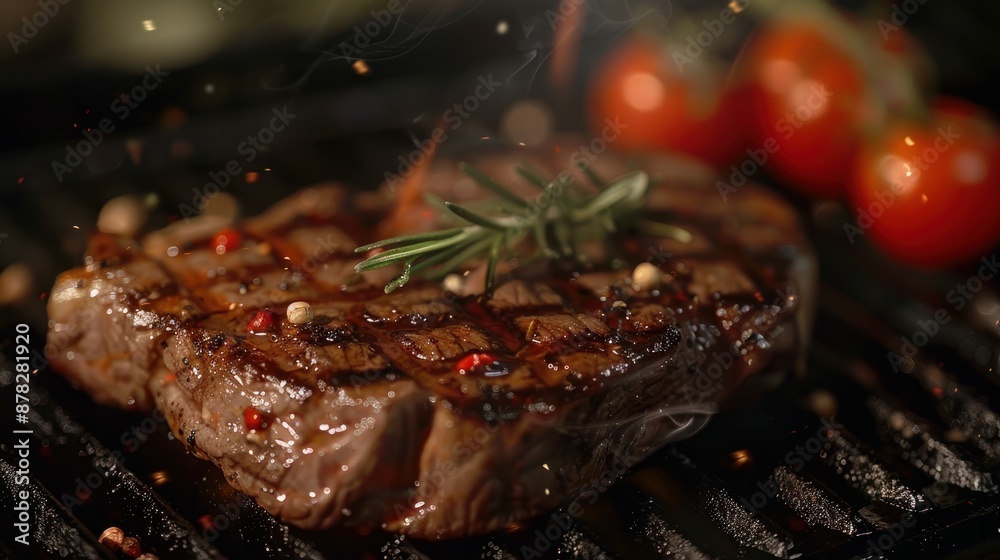 Grilled Steak with Flames in the Background