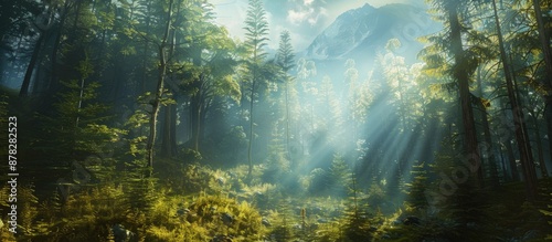 Sunbeams Through a Misty Forest