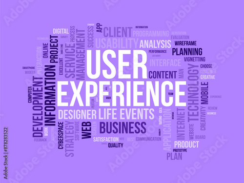 User Experience wordcloud template. Web Business concept vector background.