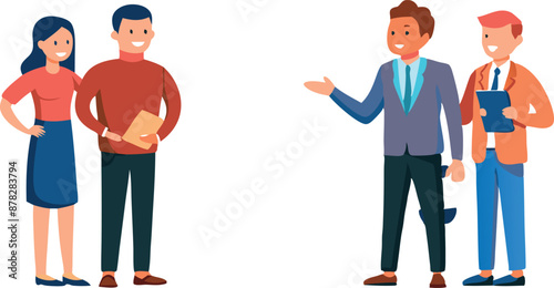 Group of people discussing and interacting in a business and casual setting
