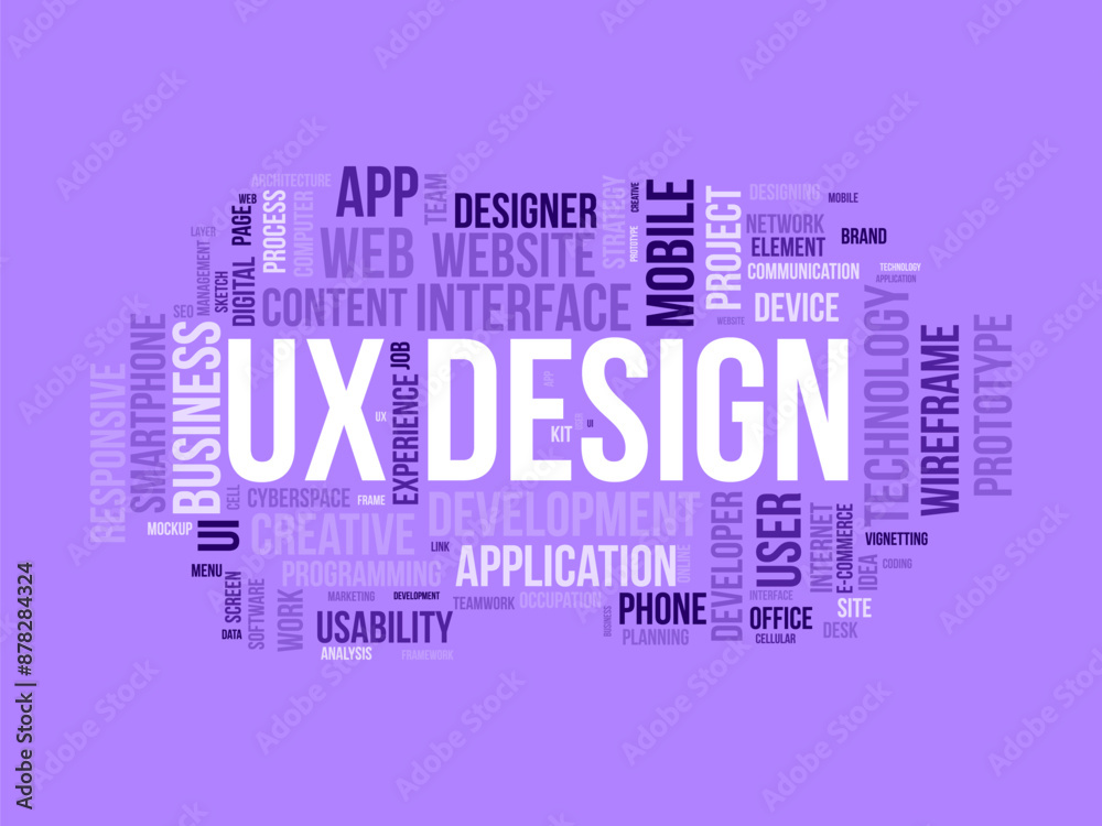 Ux Design wordcloud template. Web Business concept vector background. Ux Design wordcloud template. Web Business concept vector background.