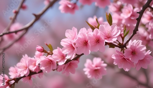 Beautiful pink flowers in spring season theme