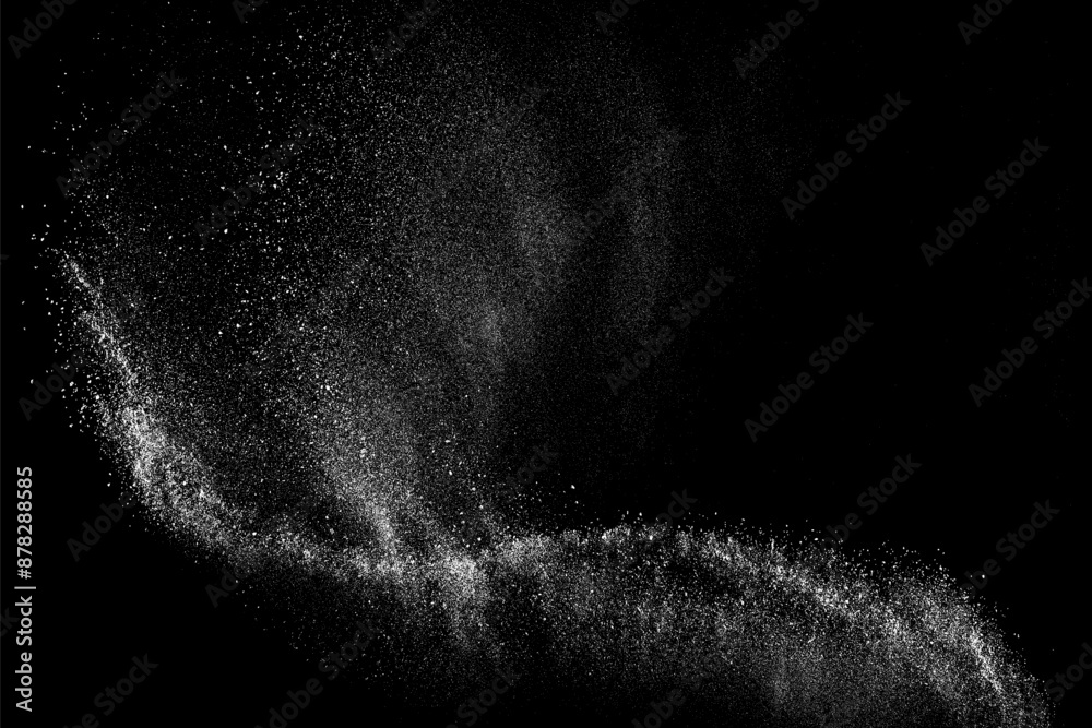 White splash isolated on black background. Abstract vector explosion. Illustration, EPS 10.		