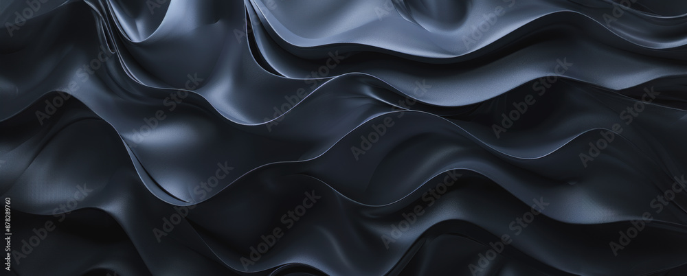 Obraz premium Abstract dark blue fabric waves close up
