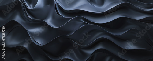 Abstract dark blue fabric waves close up