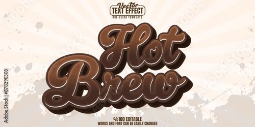 Coffee editable text effect, customizable espresso and latte 3d font style