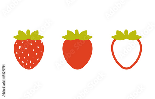 Strawberry vector illustration isolated on white background. Simple strawberries clipart. Sweet summer fruit. Perfect for logo, icon, menu and so on