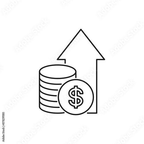 Money increase. Financial growth icon line style isolated on white background. Vector illustration