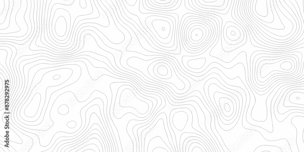 White wave line geography landscape Topo counter map on white background. Geographic mountain relief diagram line wave carve pattern. Topographic world map contour lines map texture.