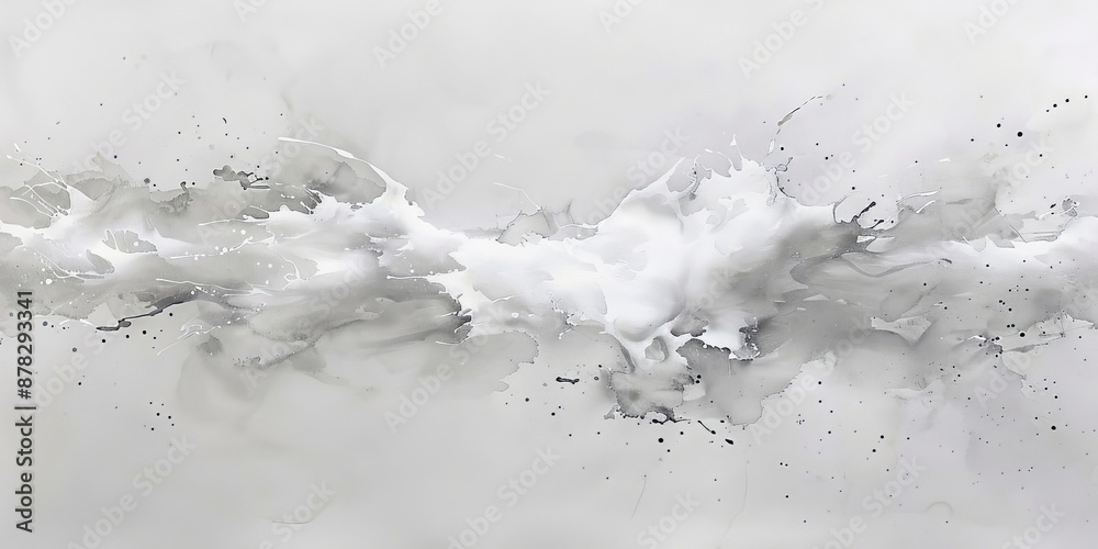 Abstract Ink Painting with Gray and White Hues Abstract Ink Painting with Gray and White Hues