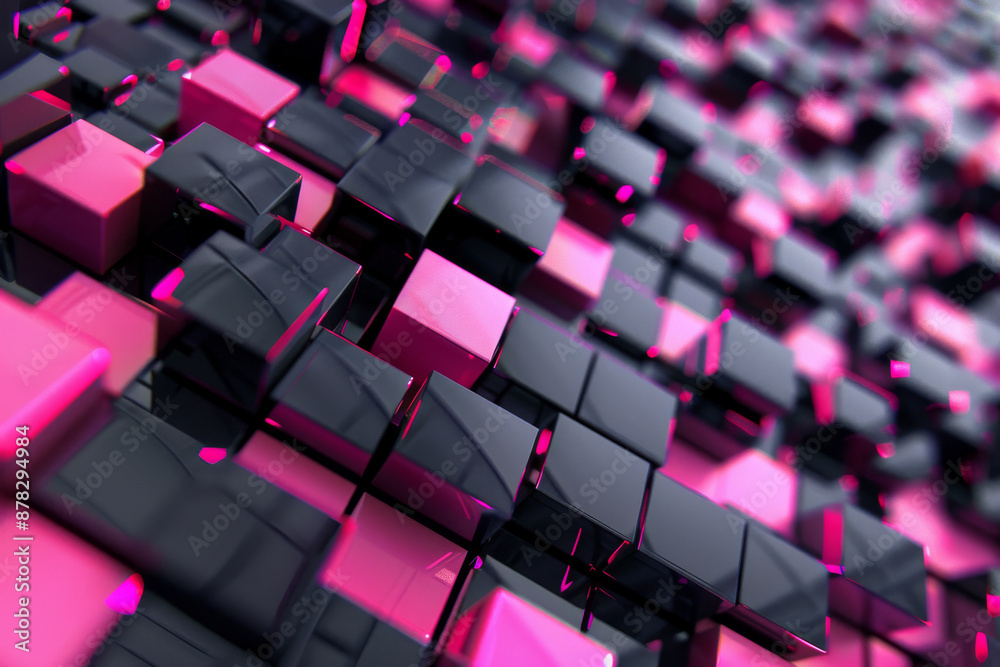pink and black abstract 3D background with squares, textured geometric backdrop, abstract textured blocks. Geometric shapes overlap creating harmonious abstract composition. pink and black abstract 3D background with squares, textured geometric backdrop, abstract textured blocks. Geometric shapes overlap creating harmonious abstract composition.
