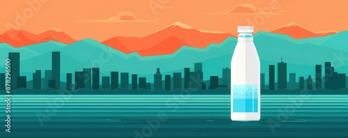 Contaminated water, unsafe to drink, flat design illustration photo