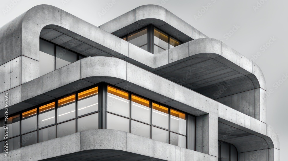 Fototapeta premium Modern Concrete Architecture Structural Finish and Detailed Elegance in Architectural Context Building Design, Minimalist Style, Contemporary Design